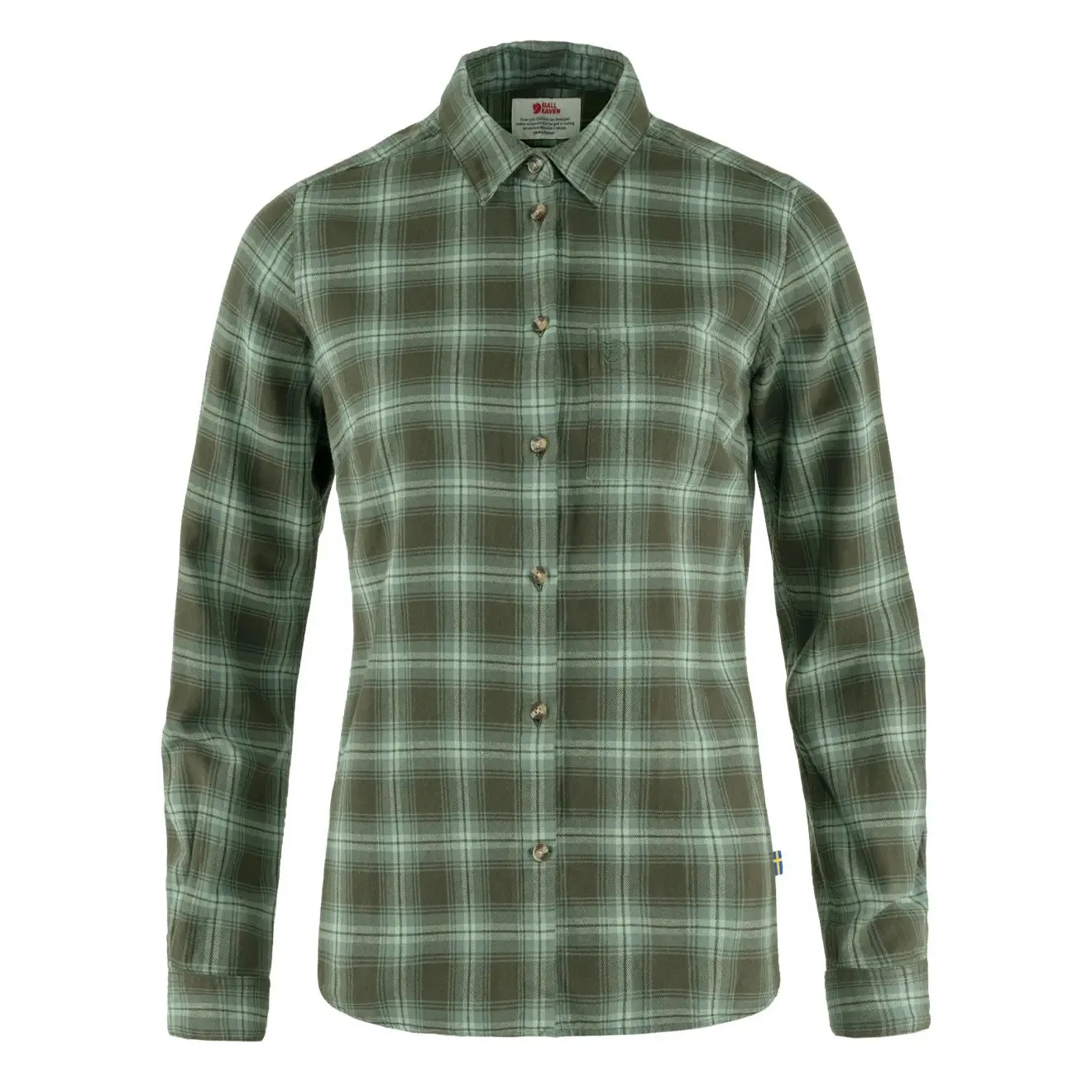 Fjallraven Womens Ovik Flannel Shirt Deep Forest / Patina Green