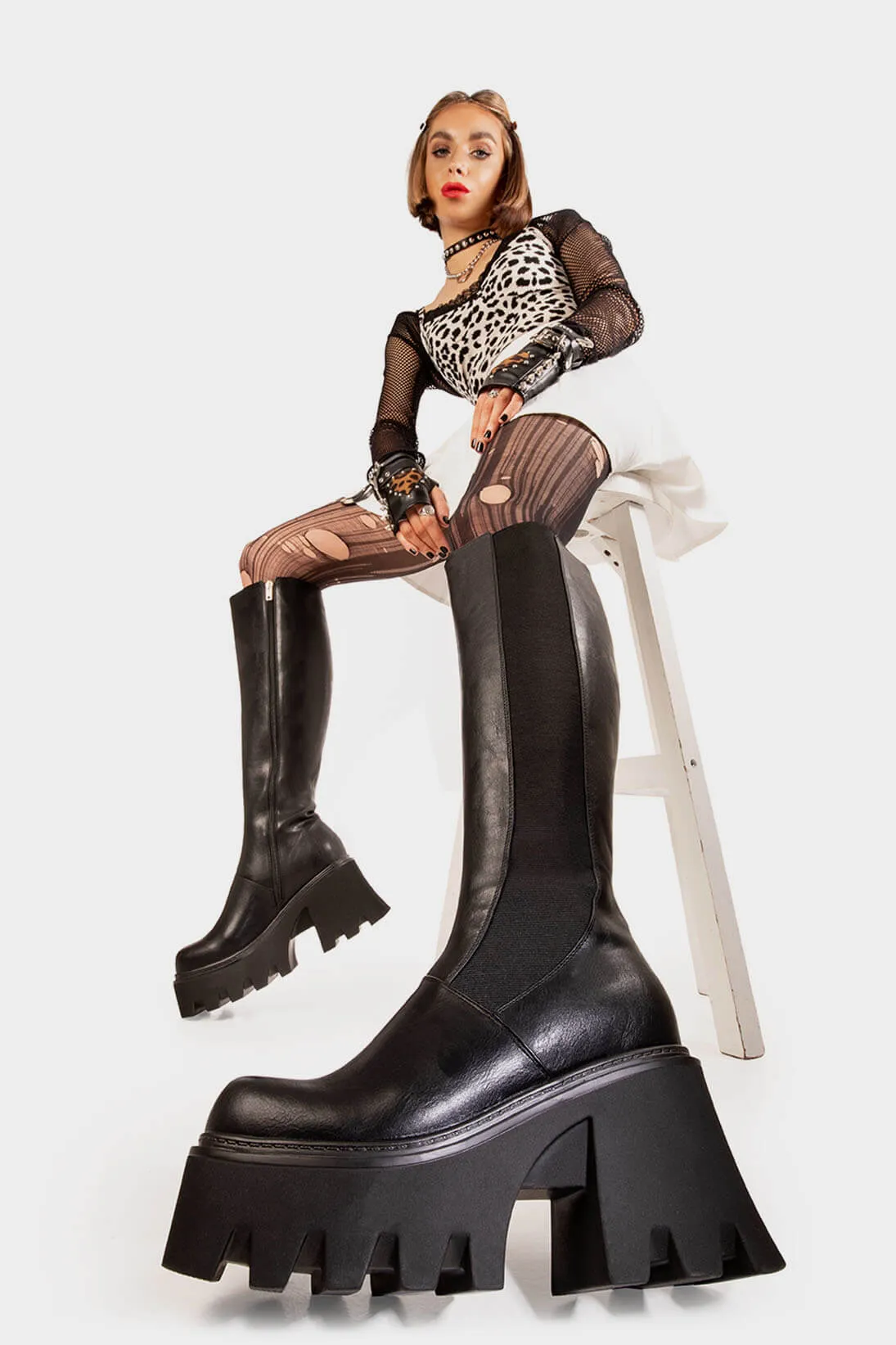 For You Chunky Platform Knee High Boots