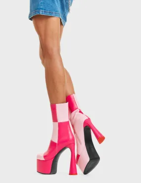 Fuchsia City Platform Ankle Boots