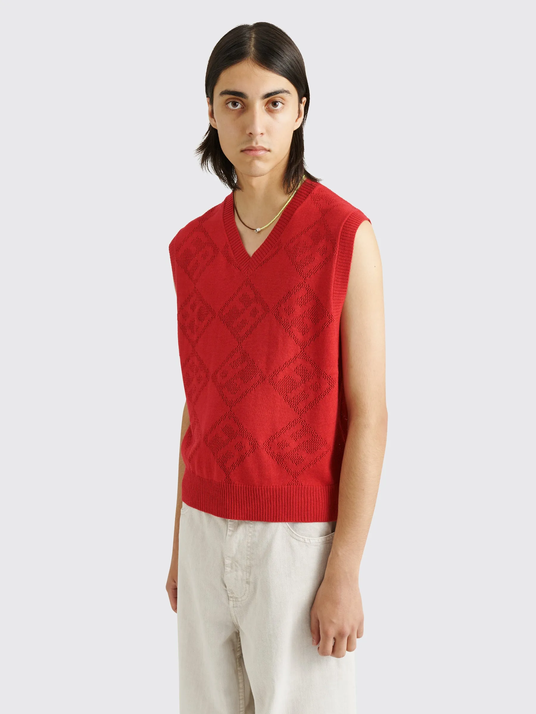 Fucking Awesome Letter Square Vest Red