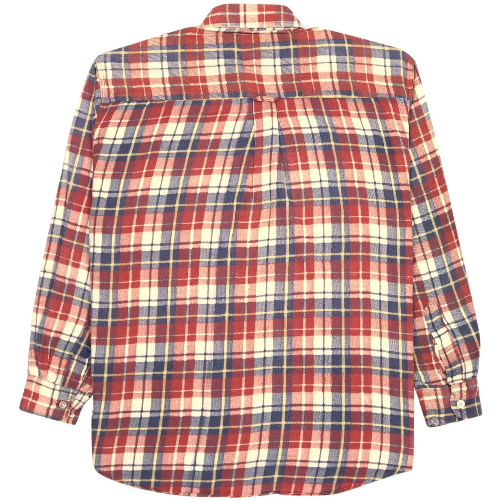 Fun Republic Checkered Flannel Shirt Beige Red Navy