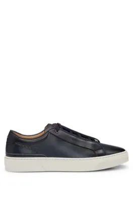 Gary burnished-leather trainers with hidden laces