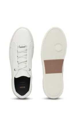 Gary grained-leather trainers with logo lace loop