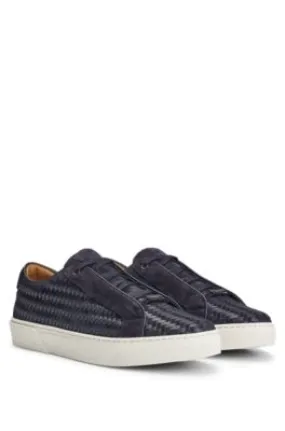 Gary Italian-made woven trainers in leather and suede