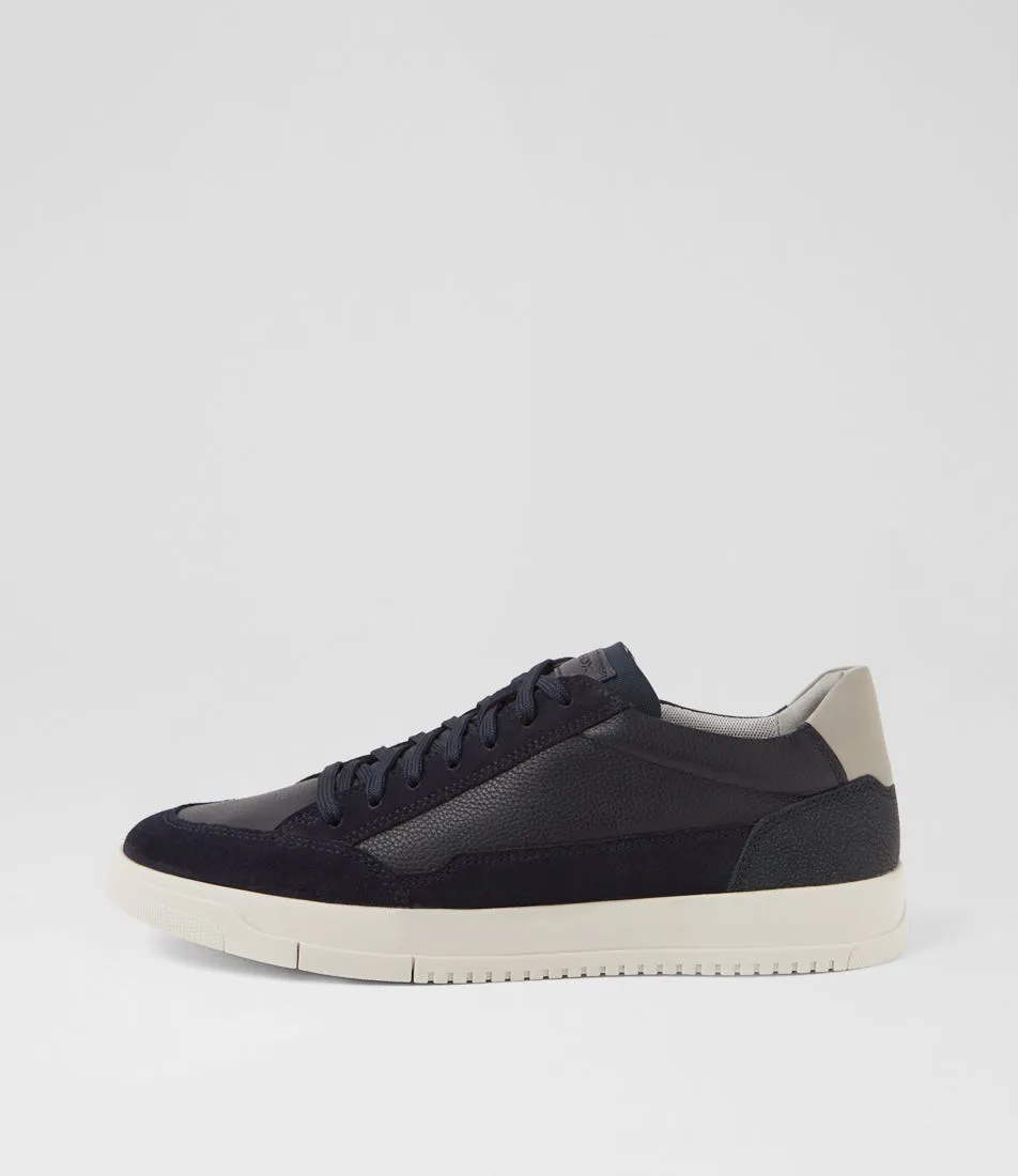 GEOX U Segnale A Navy Leather Suede Sneakers