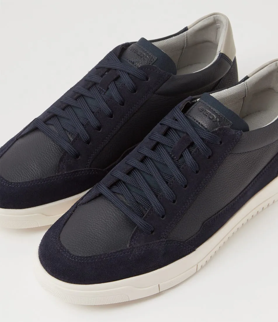 GEOX U Segnale A Navy Leather Suede Sneakers