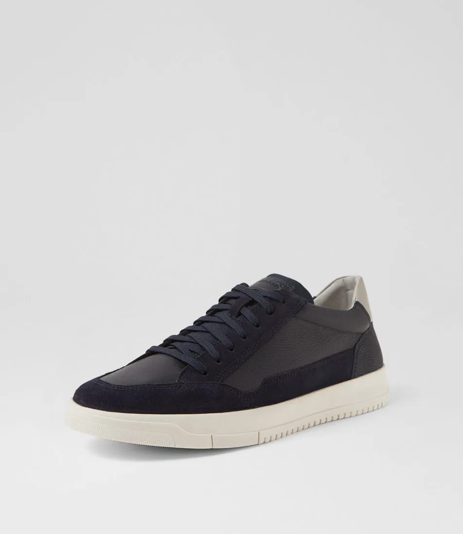 GEOX U Segnale A Navy Leather Suede Sneakers