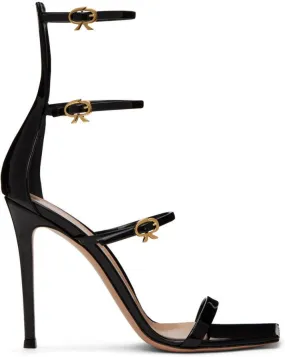 Gianvito Rossi Black Ribbon Uptown Heeled Sandals