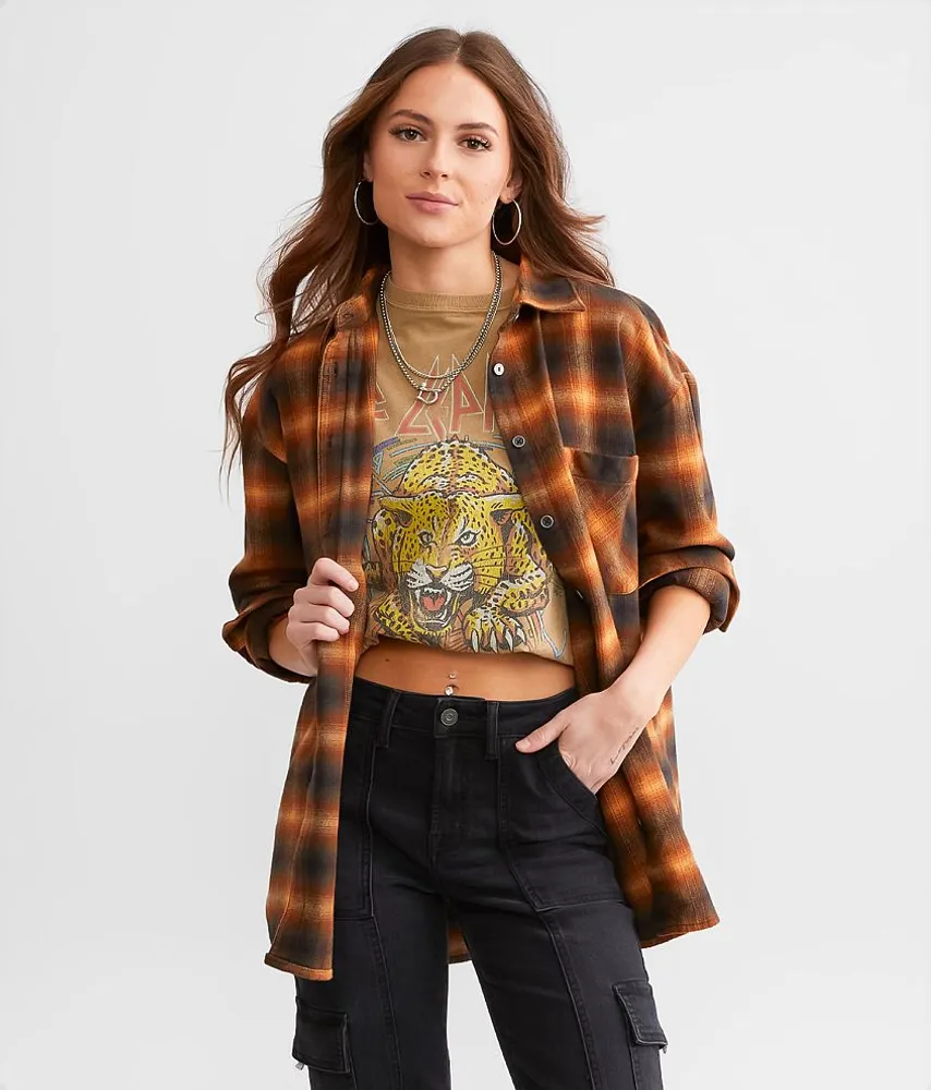 Gilded Intent Washed Plaid Boyfriend Flannel Shirt