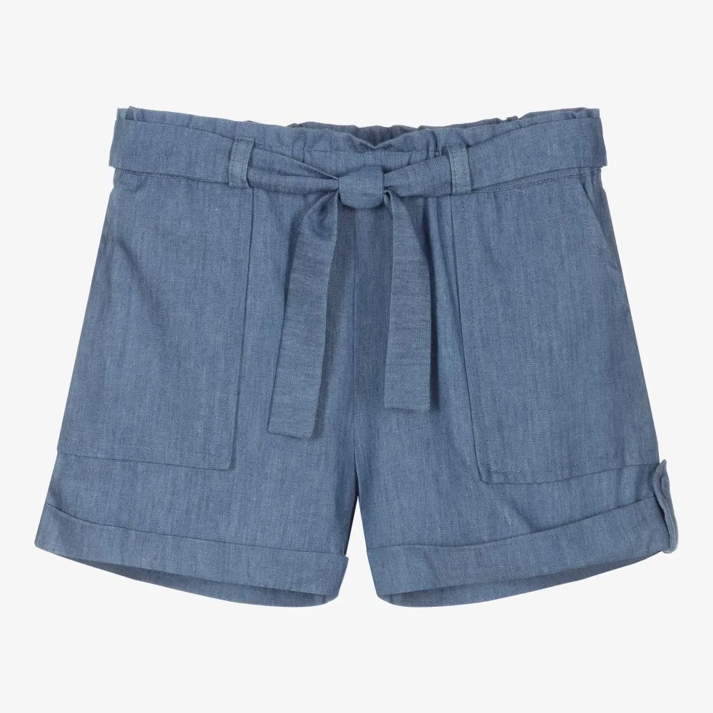 Girls Blue Chambray Shorts