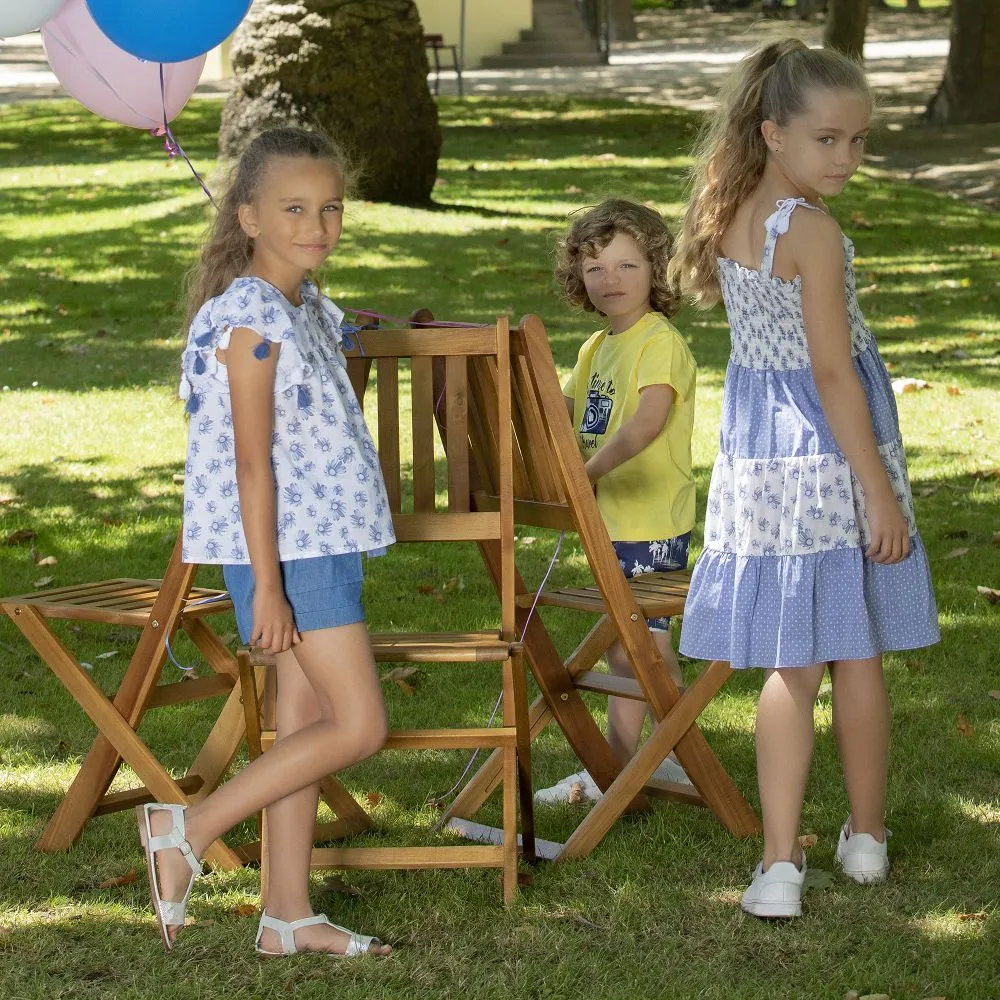 Girls Blue Chambray Shorts