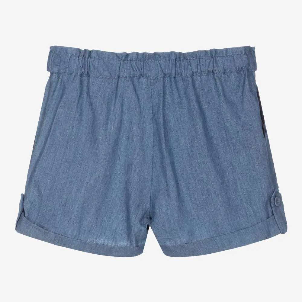 Girls Blue Chambray Shorts