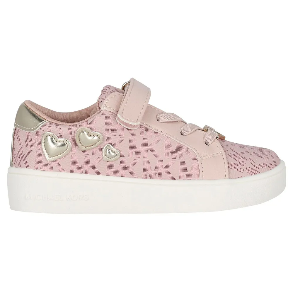 Girls Pink & Gold Logo Trainers