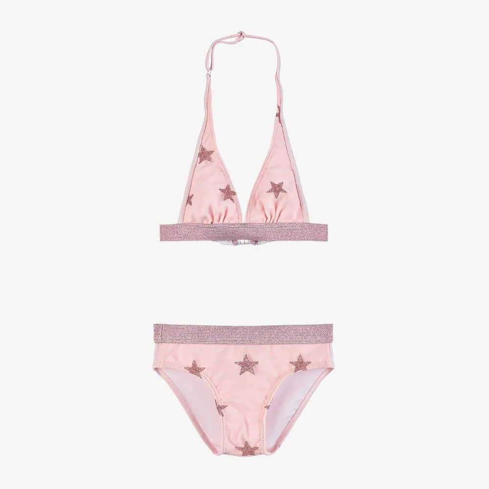 Girls Pink Glitter Star Bikini