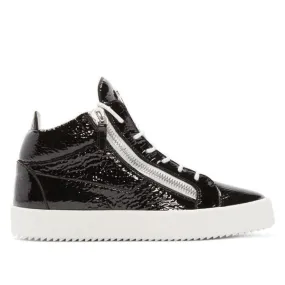 GIUSEPPE ZANOTTI Black Patent London Mid-Top Sneakers