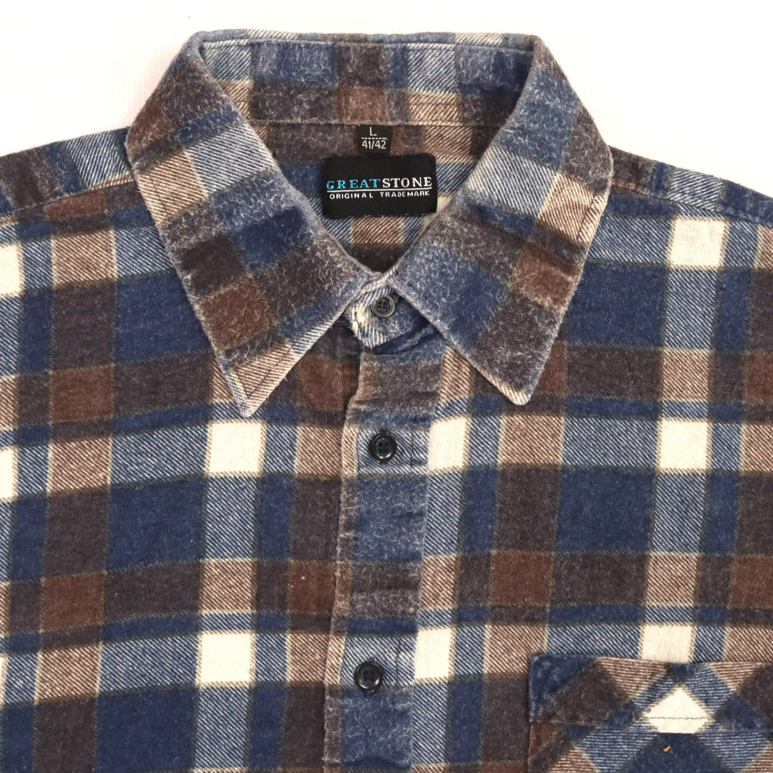 Great Stone Checkered Flannel Shirt Red Navy Cream