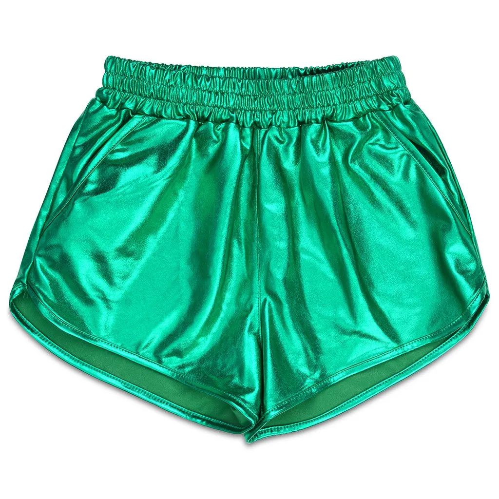 Green Metallic Shorts