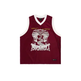 GROOVY MUSHROOM BASKETBALL JERSEY RED