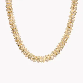 Half Pavé Stacker Diamond Tennis Necklace