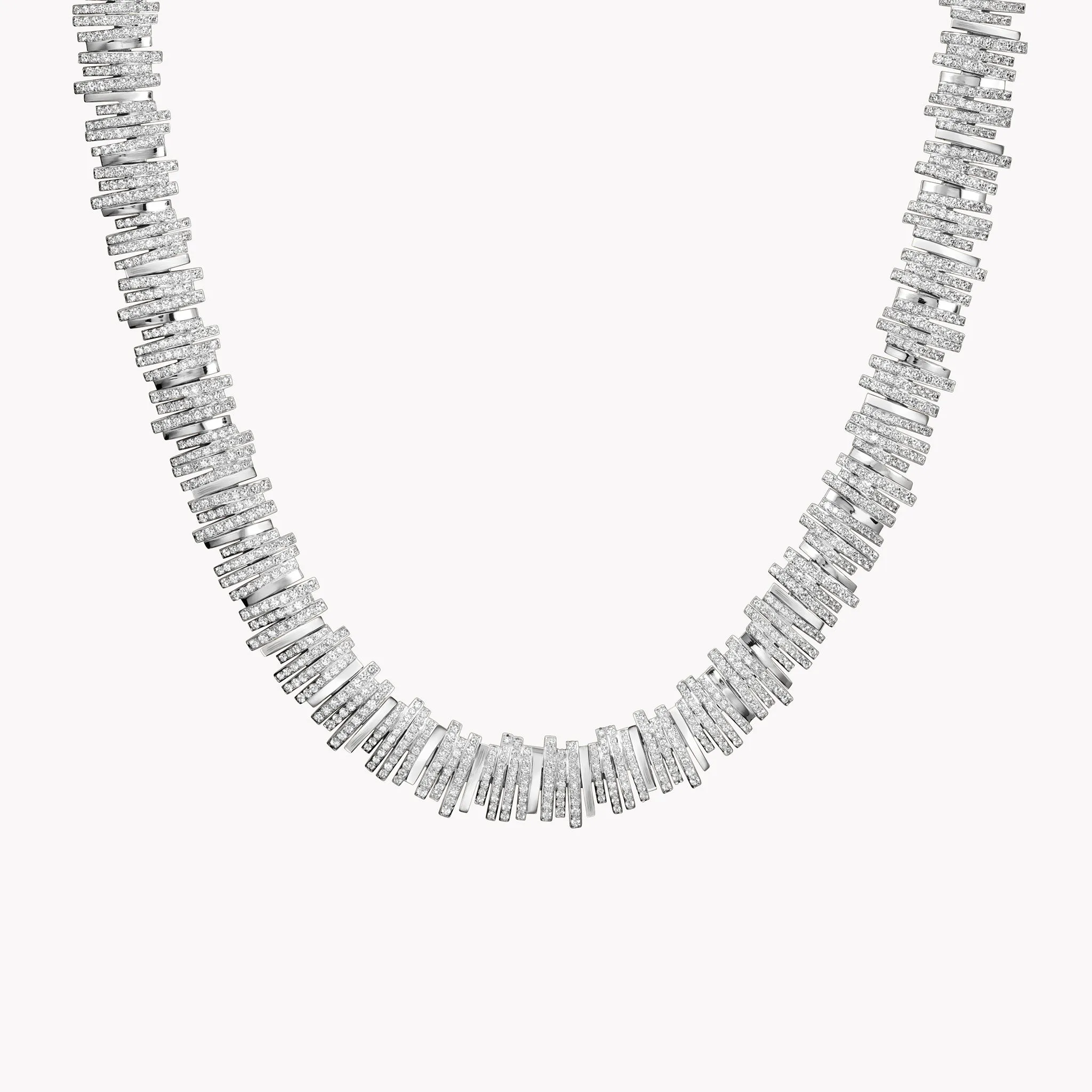 Half Pavé Stacker Diamond Tennis Necklace