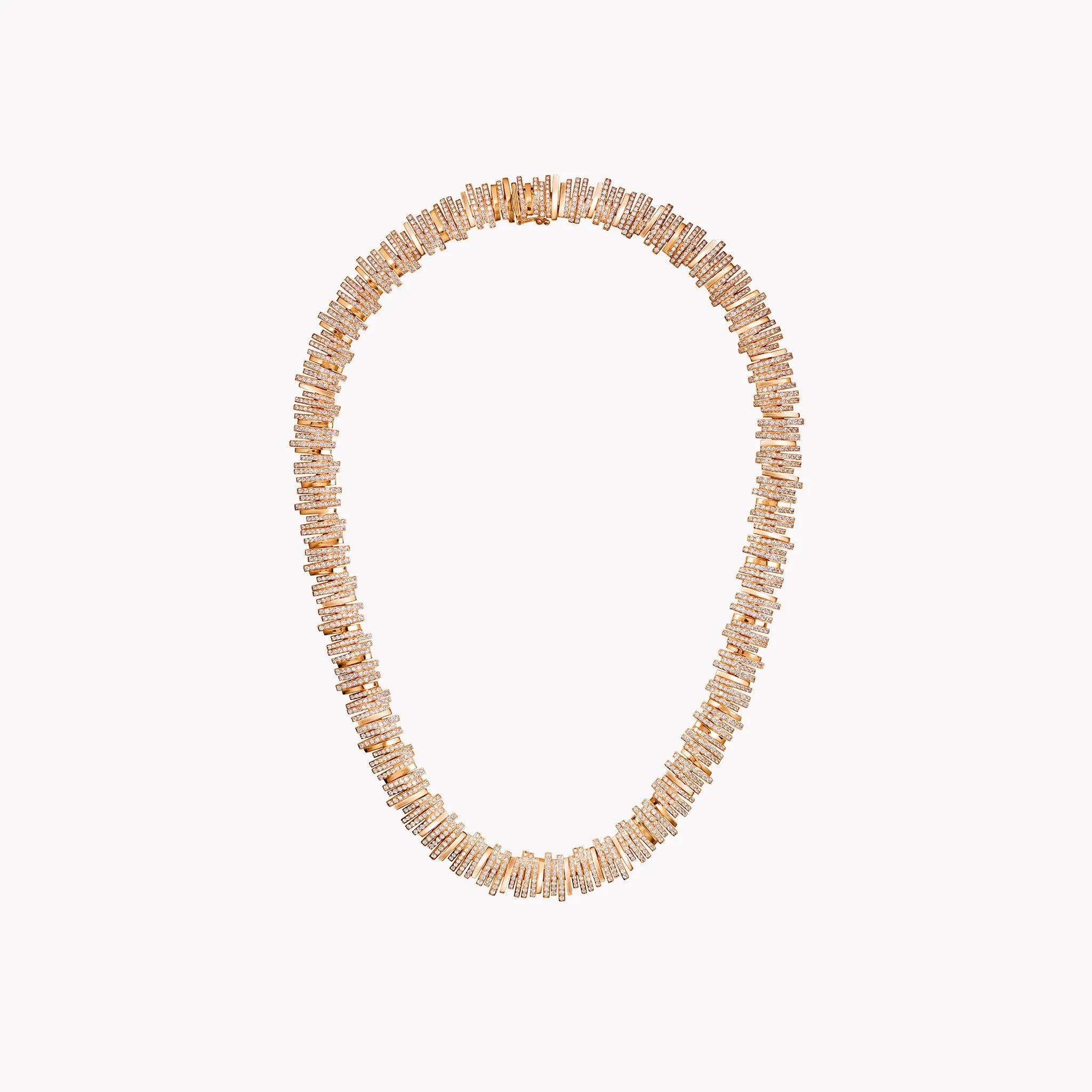 Half Pavé Stacker Diamond Tennis Necklace