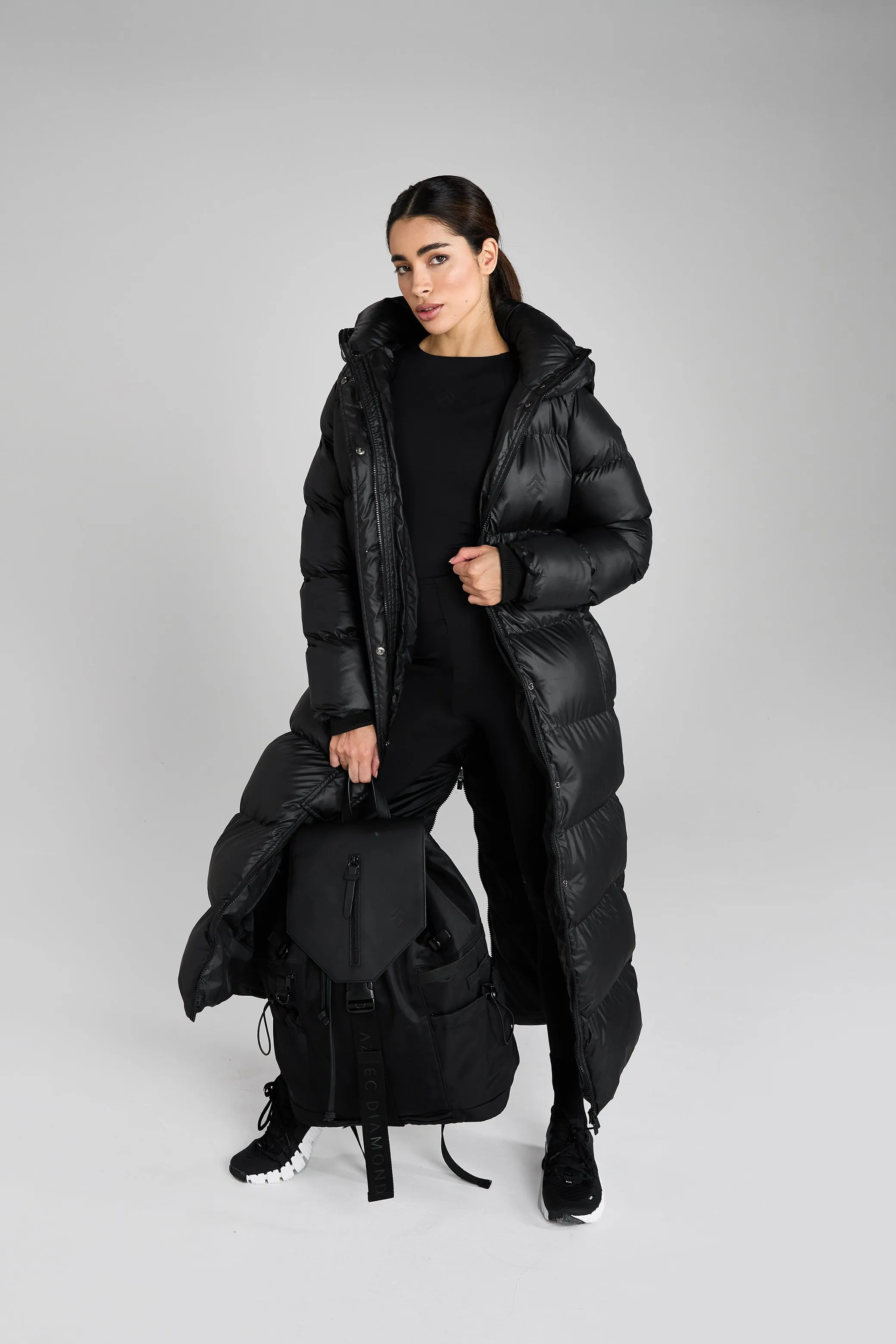 Heavy Quilted Long Puffer Black