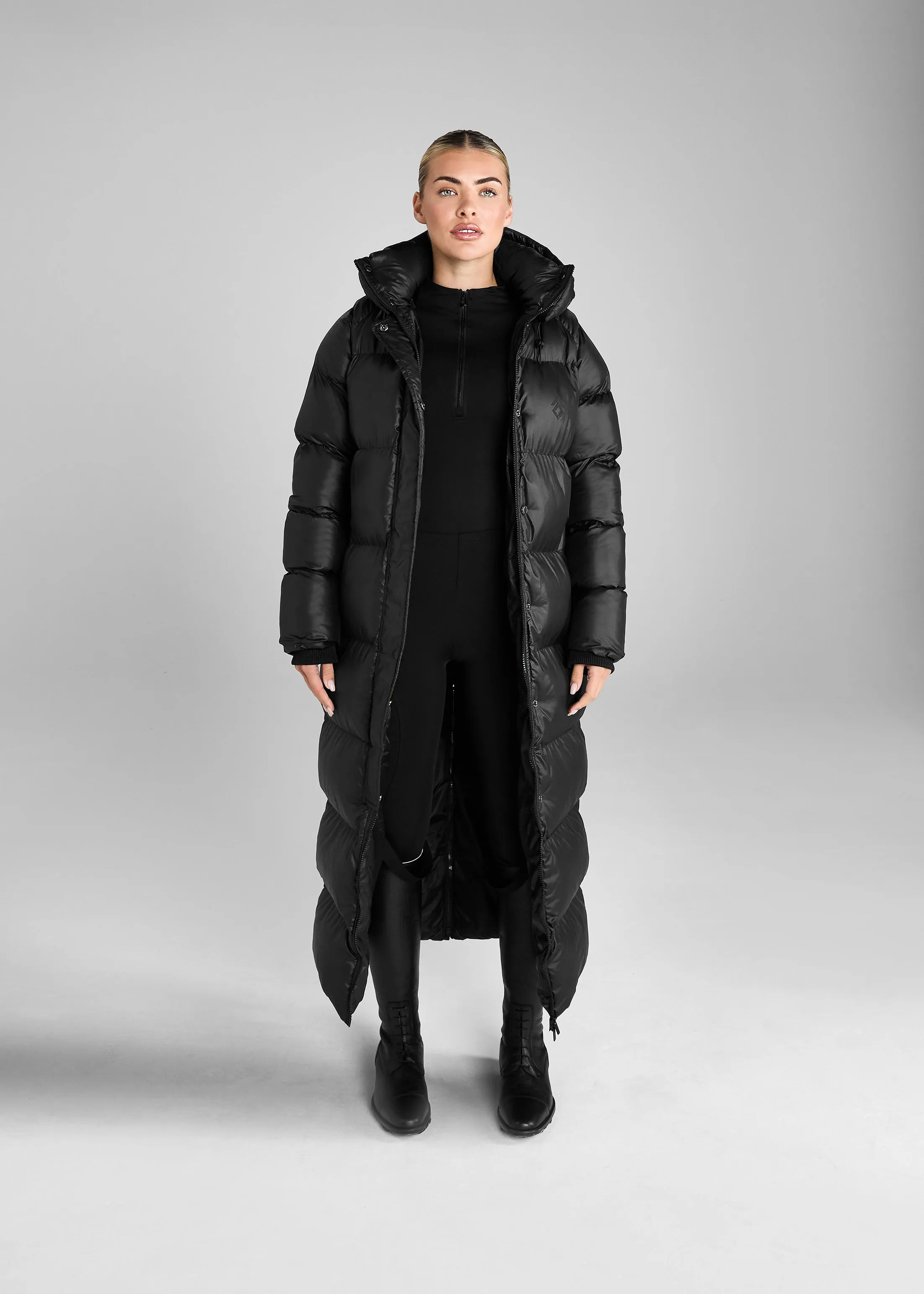 Heavy Quilted Long Puffer Black