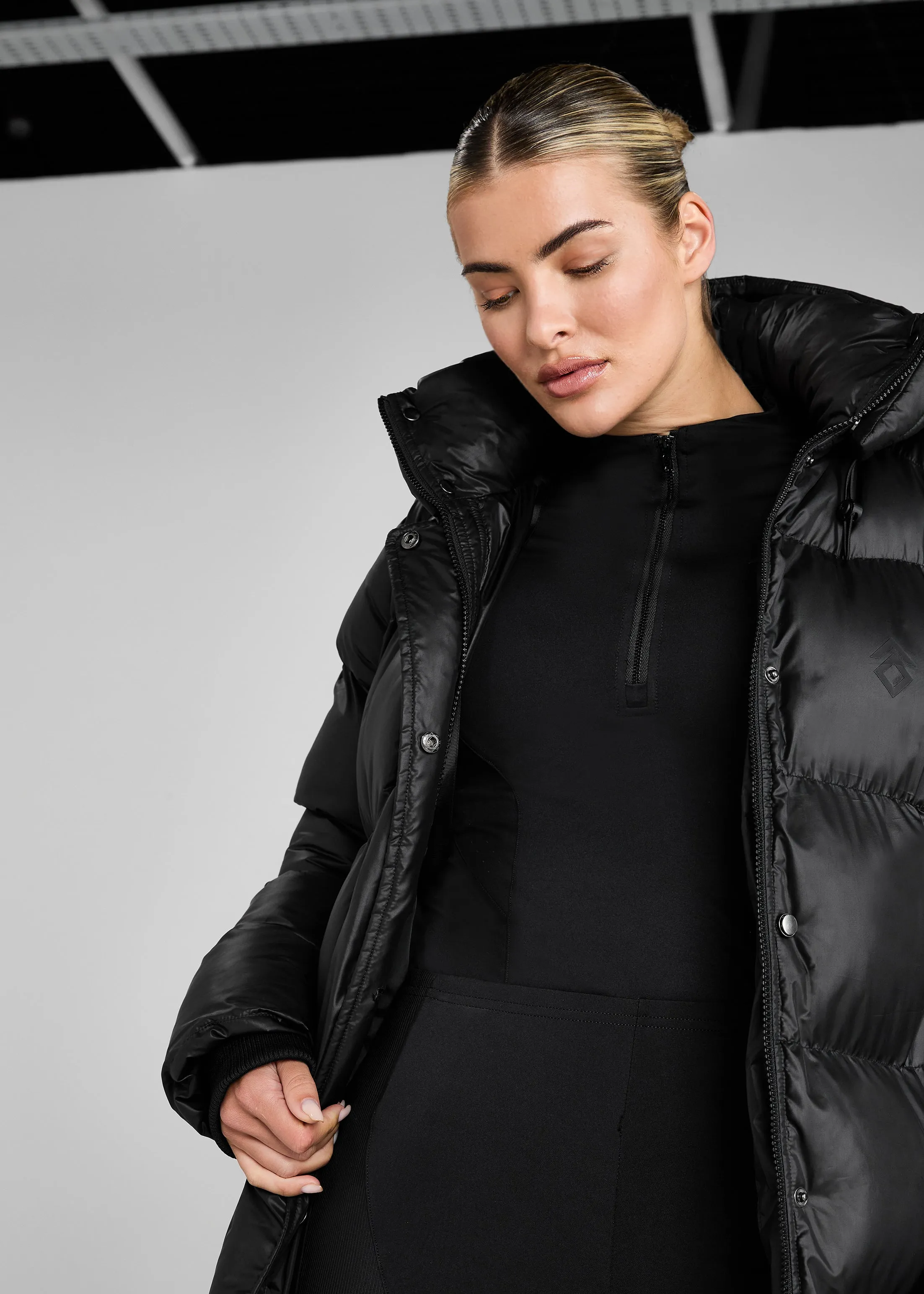 Heavy Quilted Long Puffer Black