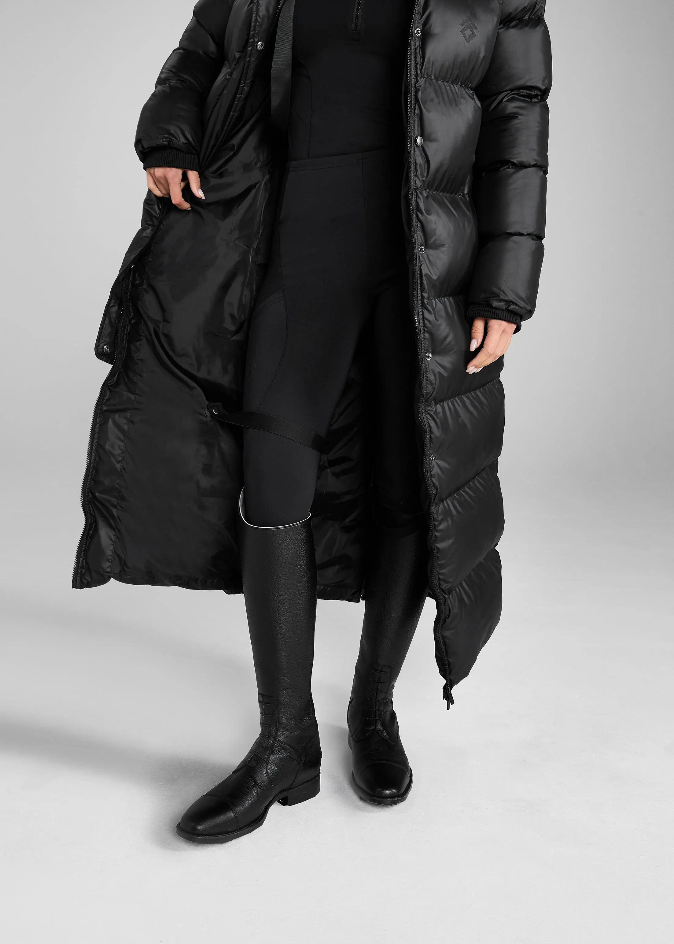 Heavy Quilted Long Puffer Black