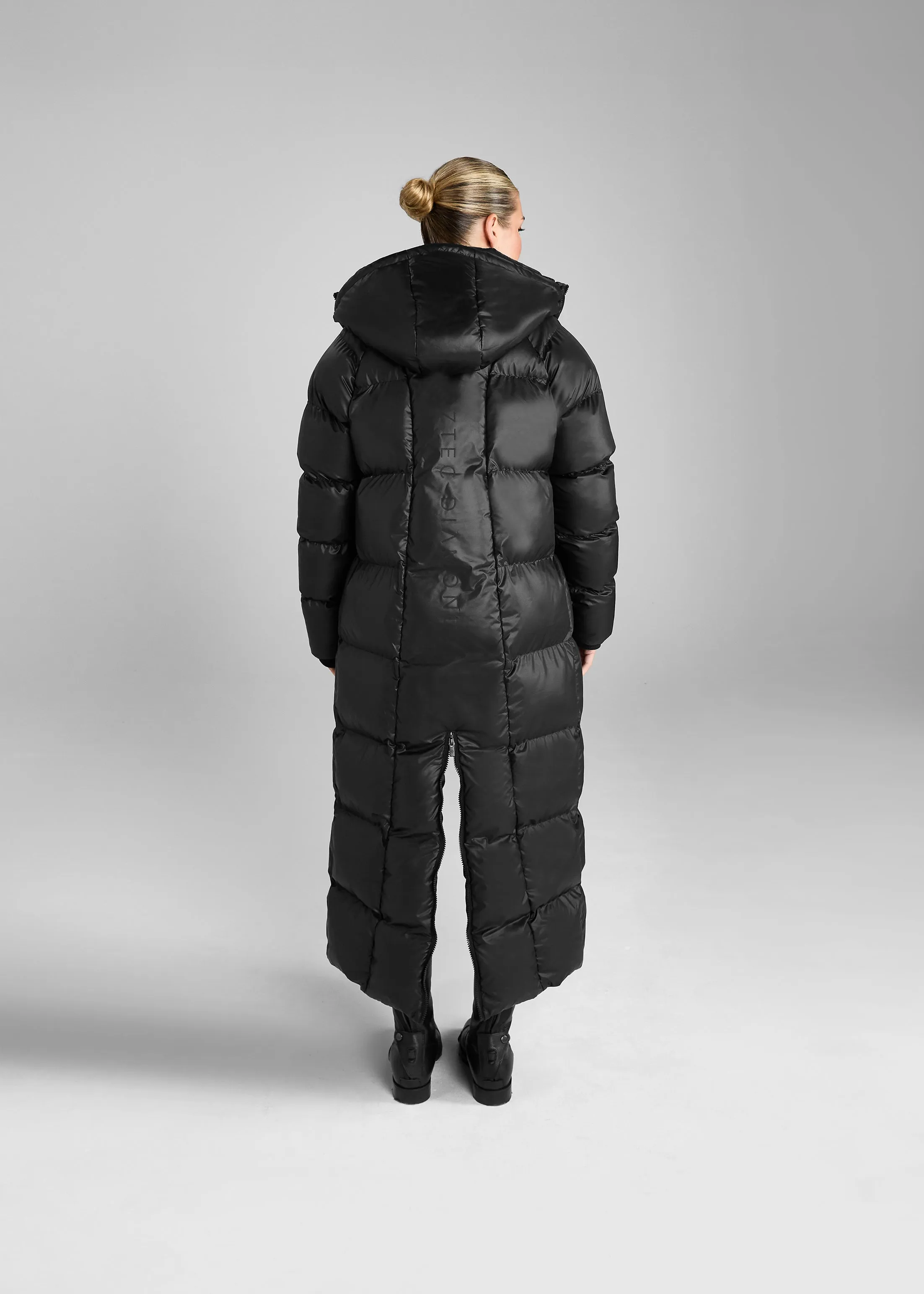 Heavy Quilted Long Puffer Black