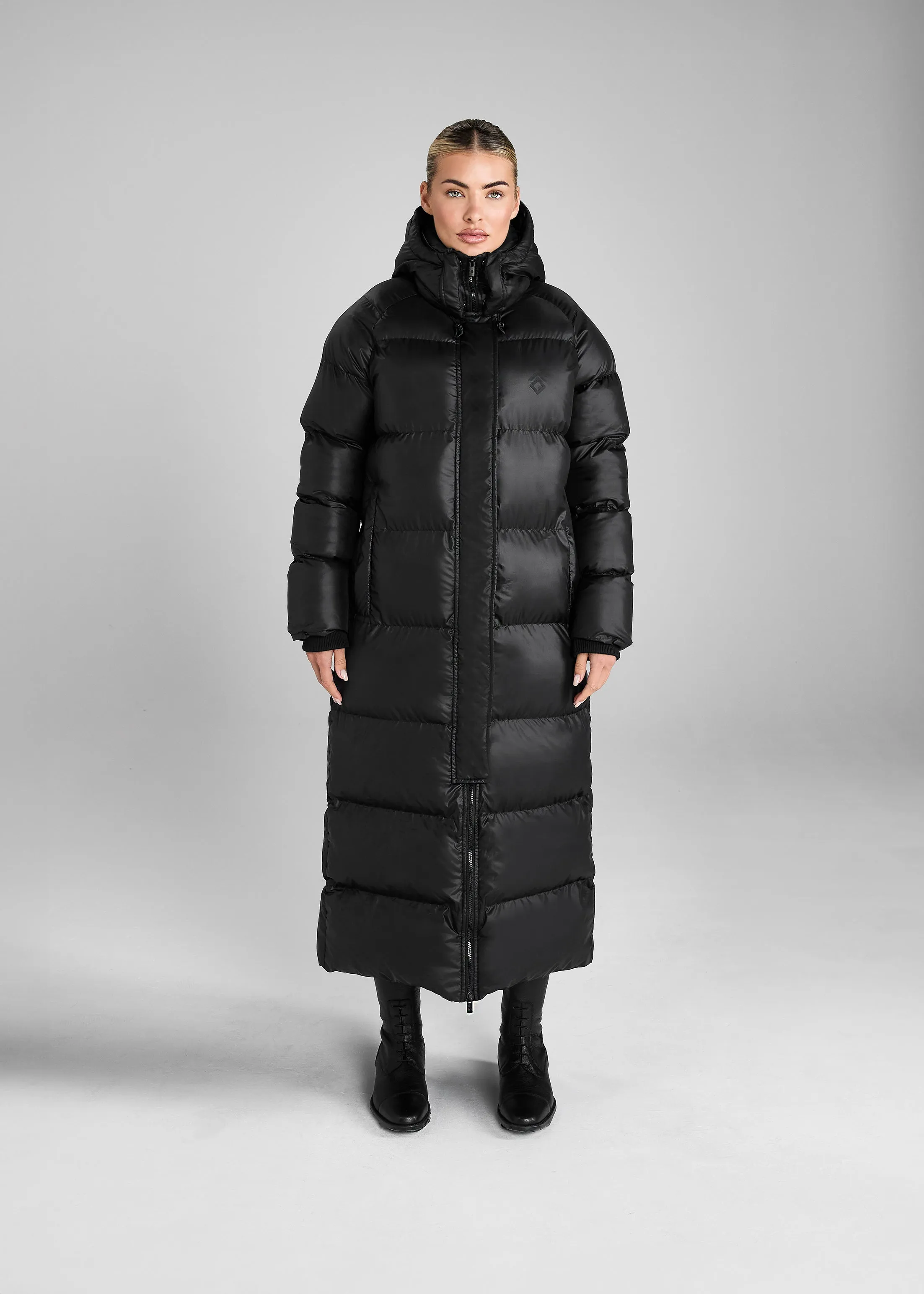 Heavy Quilted Long Puffer Black