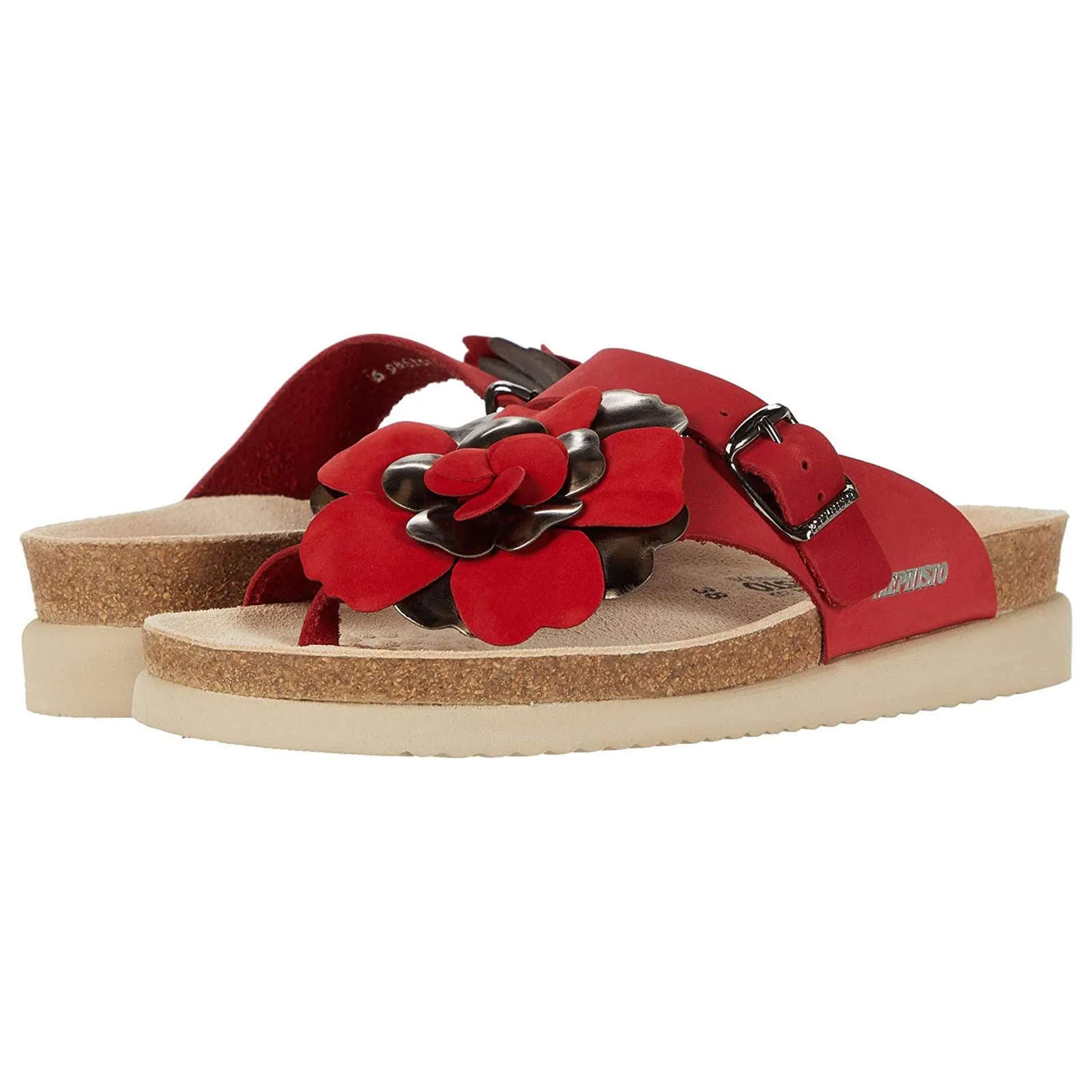 Helen Flower Nubuck Leather Women's Slide Sandals