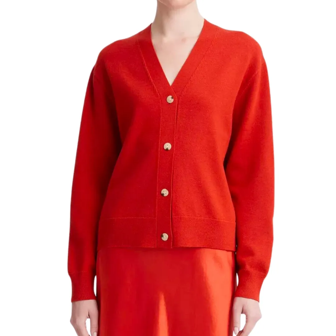 HIGH BUTTON CARDIGAN VERMILLION