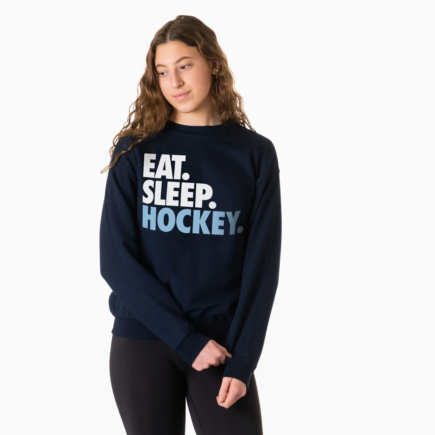 Hockey Crewneck Sweatshirt - Eat Sleep Hockey (Bold) 