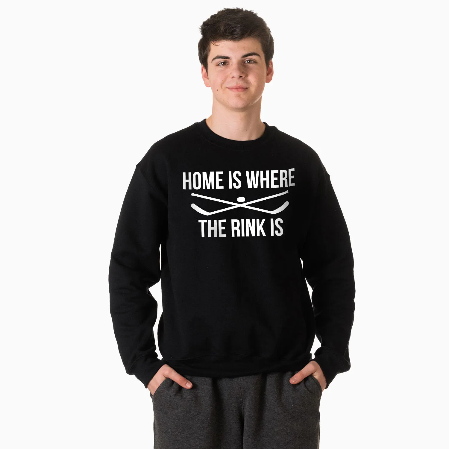 Hockey Crewneck Sweatshirt - Home Is Where The Rink Is 