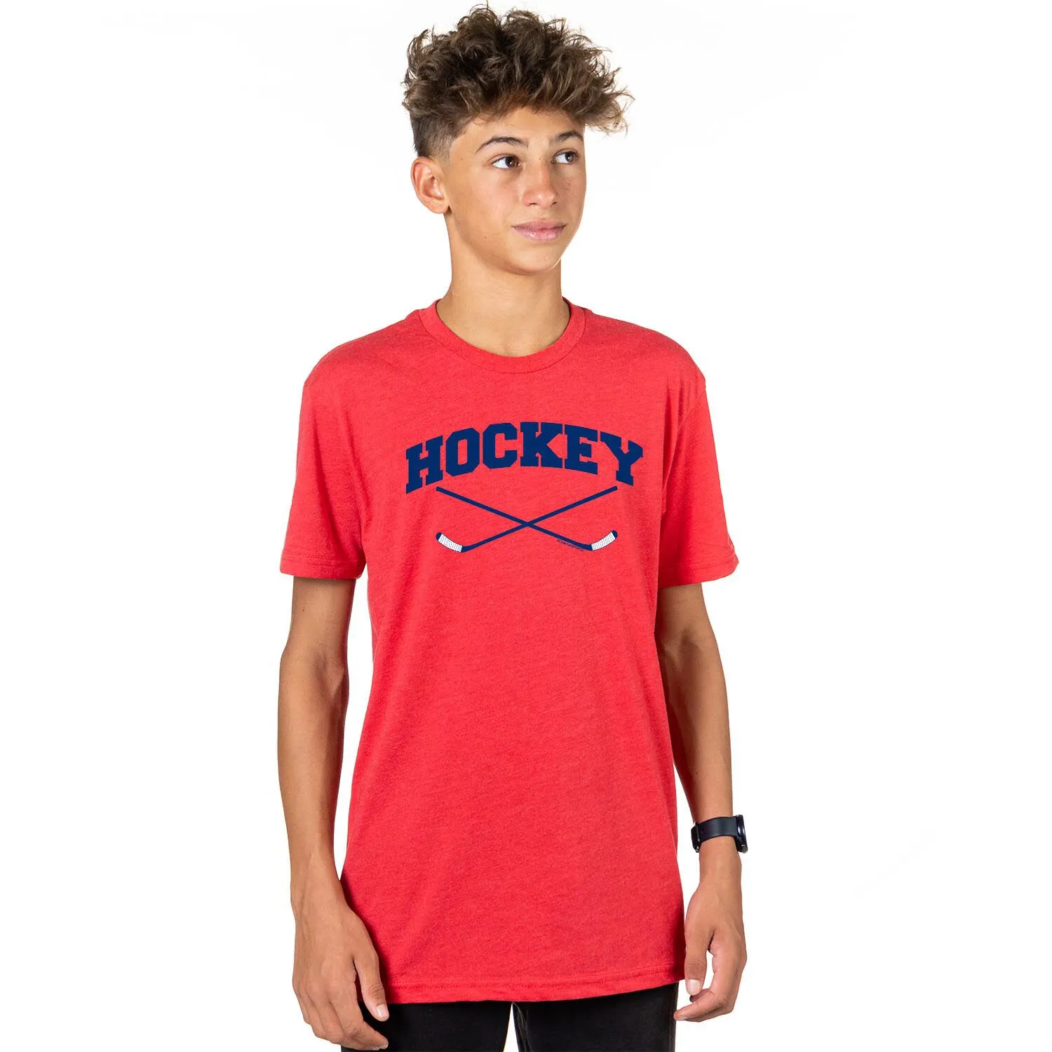 Hockey Crossed Sticks Logo Hockey Short Sleeve T-shirt 