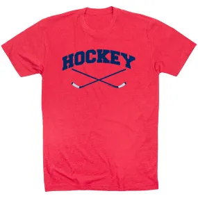 Hockey Crossed Sticks Logo Hockey Short Sleeve T-shirt 