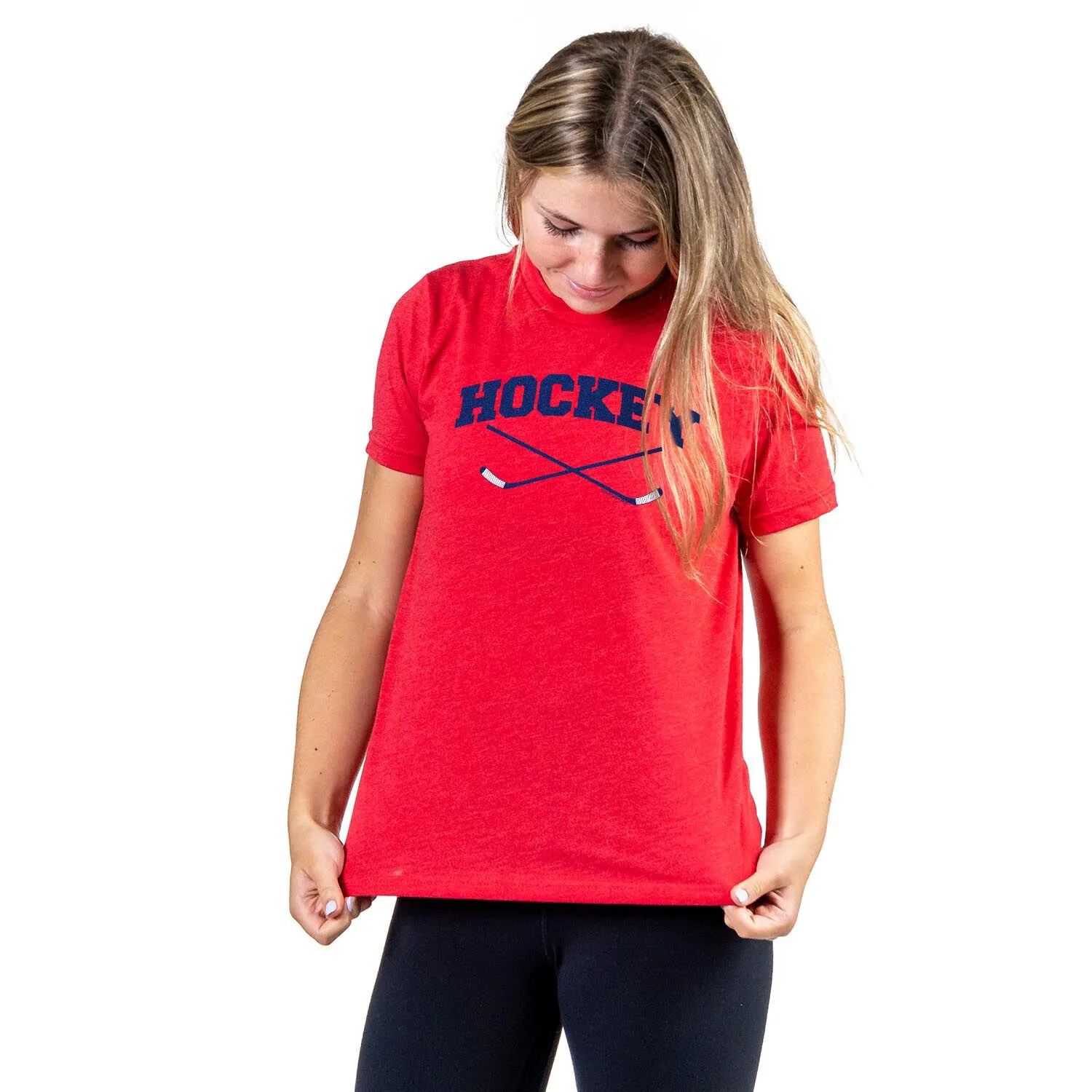 Hockey Crossed Sticks Logo Hockey Short Sleeve T-shirt 