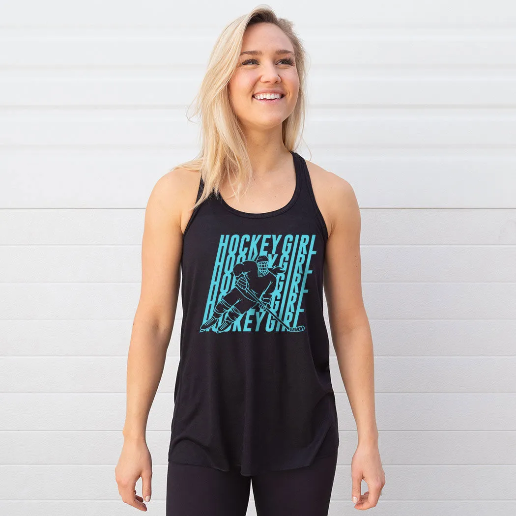 Hockey Flowy Racerback Tank Top - Hockey Girl Repeat 