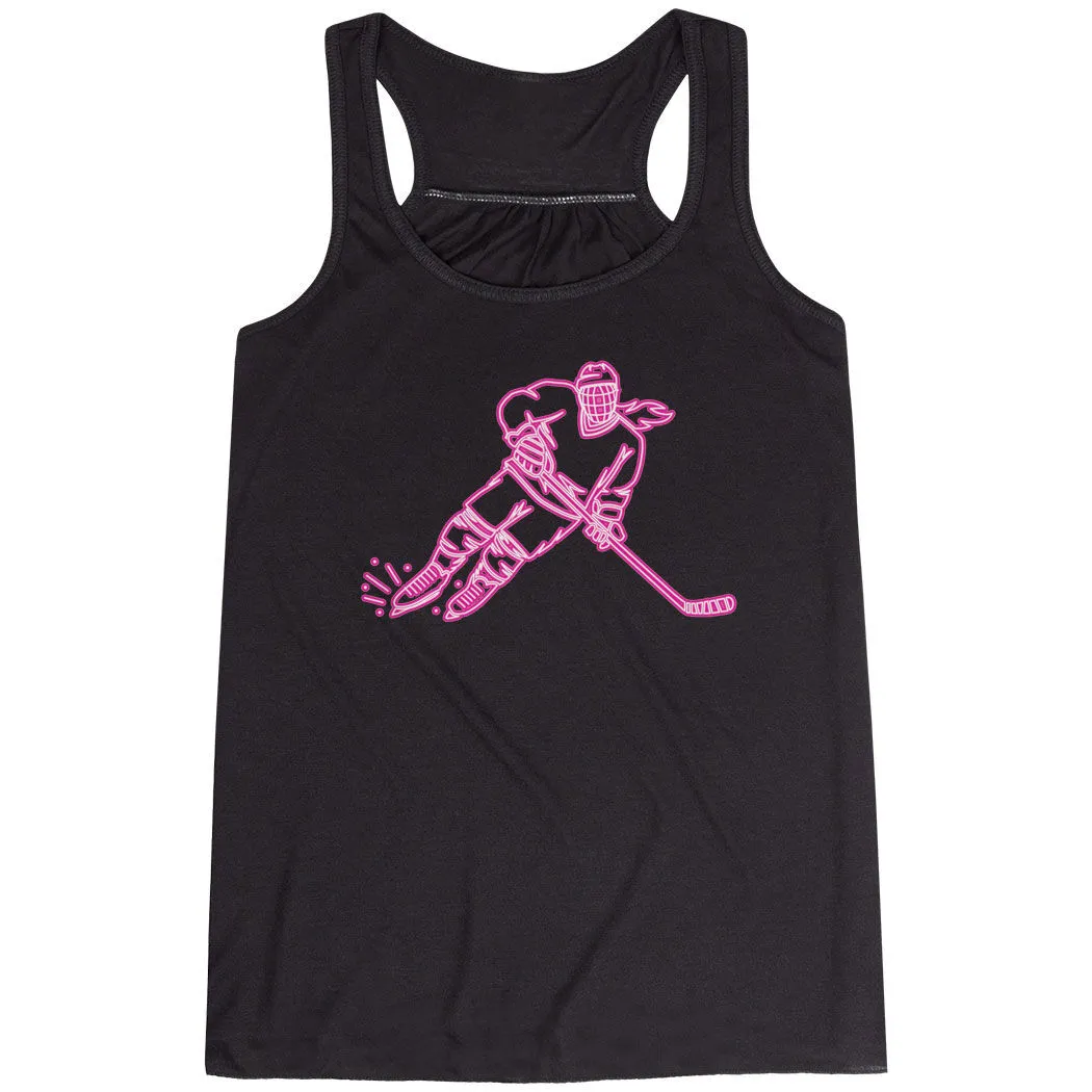 Hockey Flowy Racerback Tank Top - Neon Hockey Girl 