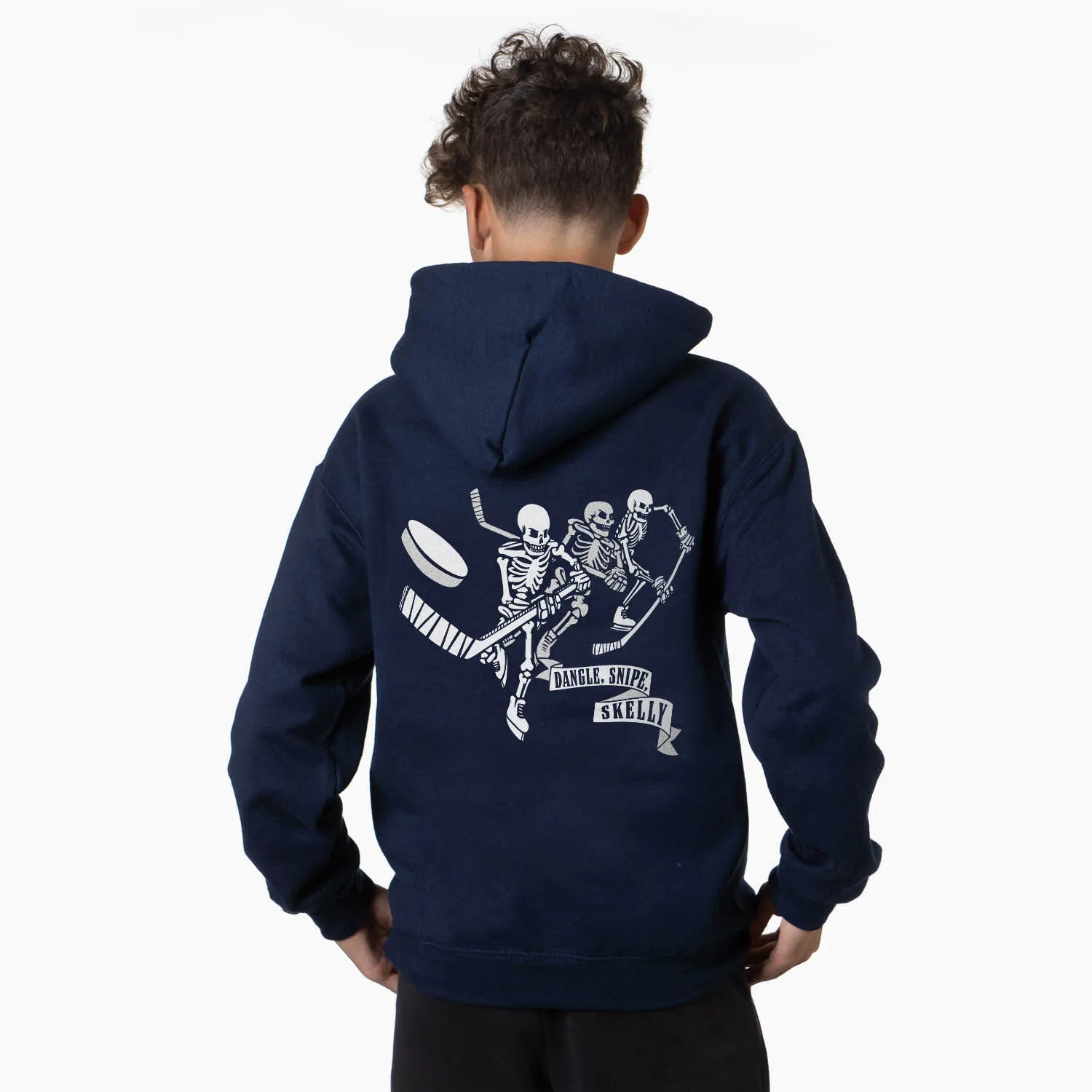 Hockey Hooded Sweatshirt - Dangle Snipe Skelly (Back Design) 