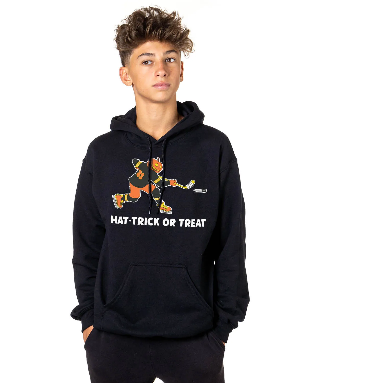 Hockey Hooded Sweatshirt - Hat-Trick or Treat 