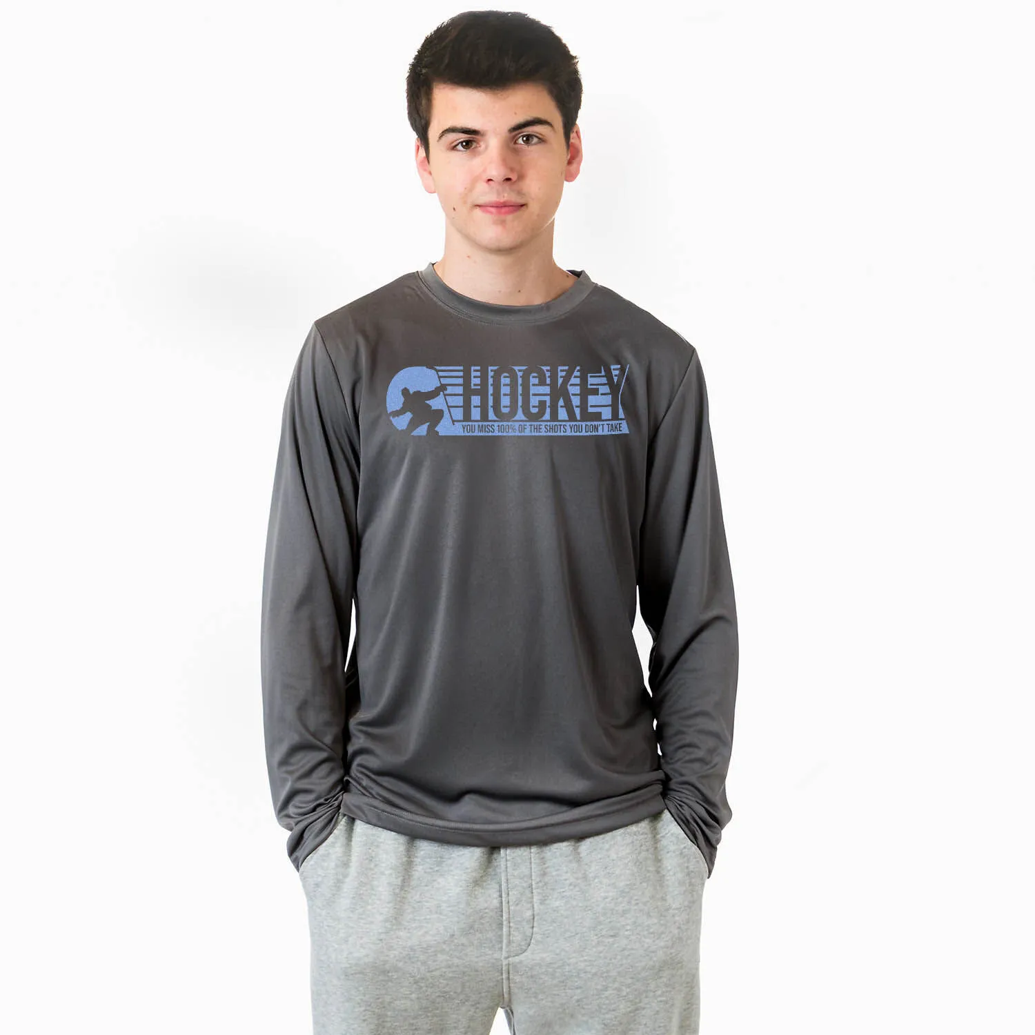 Hockey Long Sleeve Performance Tee - 100% Of The Shots 