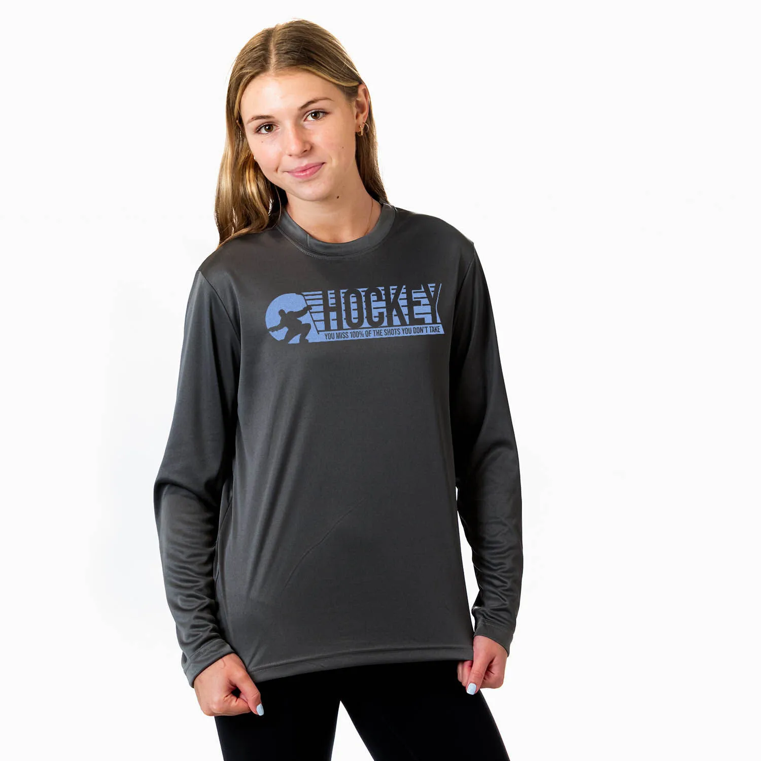 Hockey Long Sleeve Performance Tee - 100% Of The Shots 