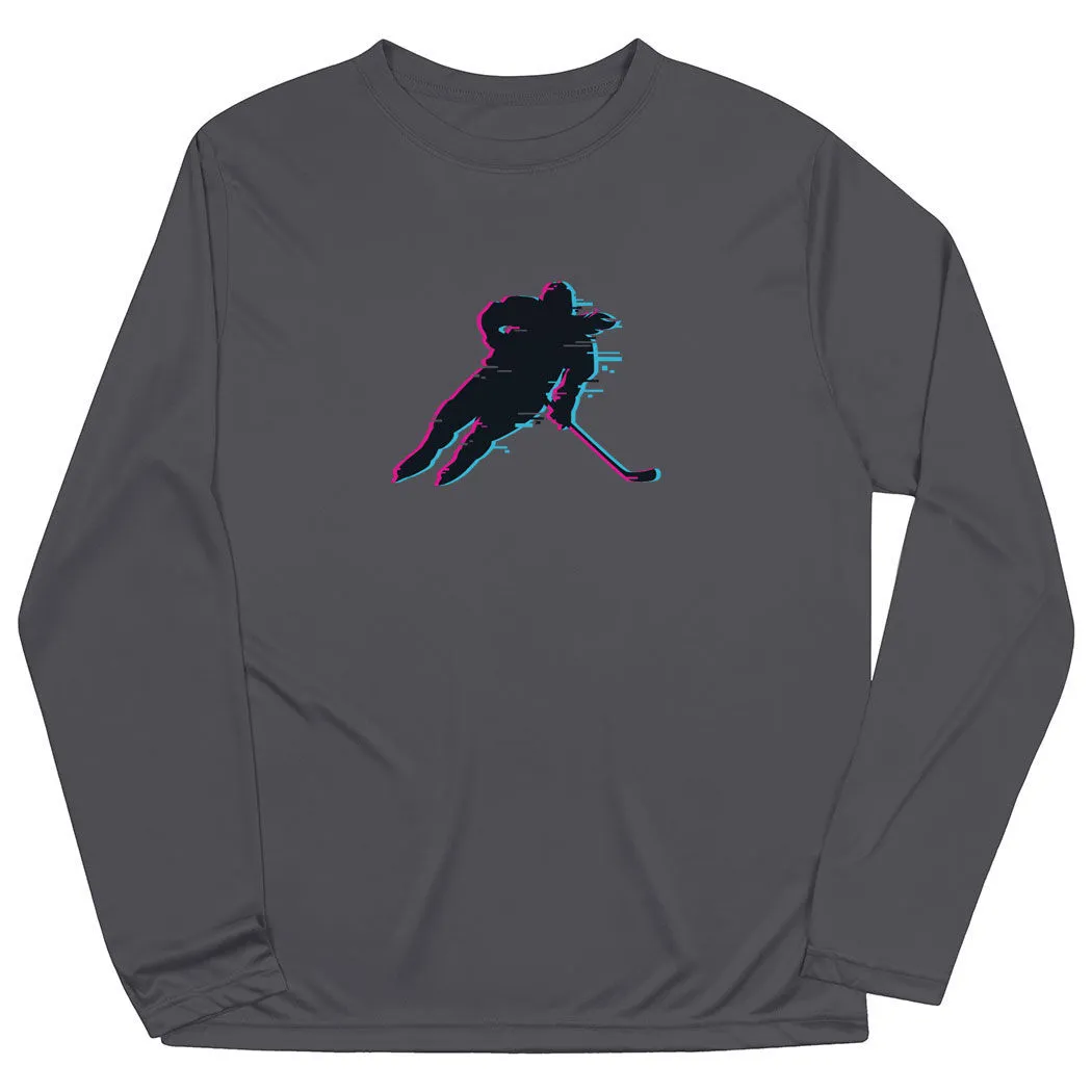 Hockey Long Sleeve Performance Tee - Hockey Girl Glitch 