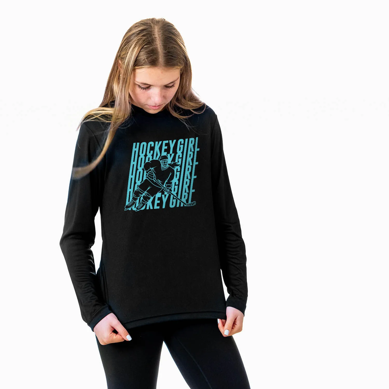 Hockey Long Sleeve Performance Tee - Hockey Girl Repeat 