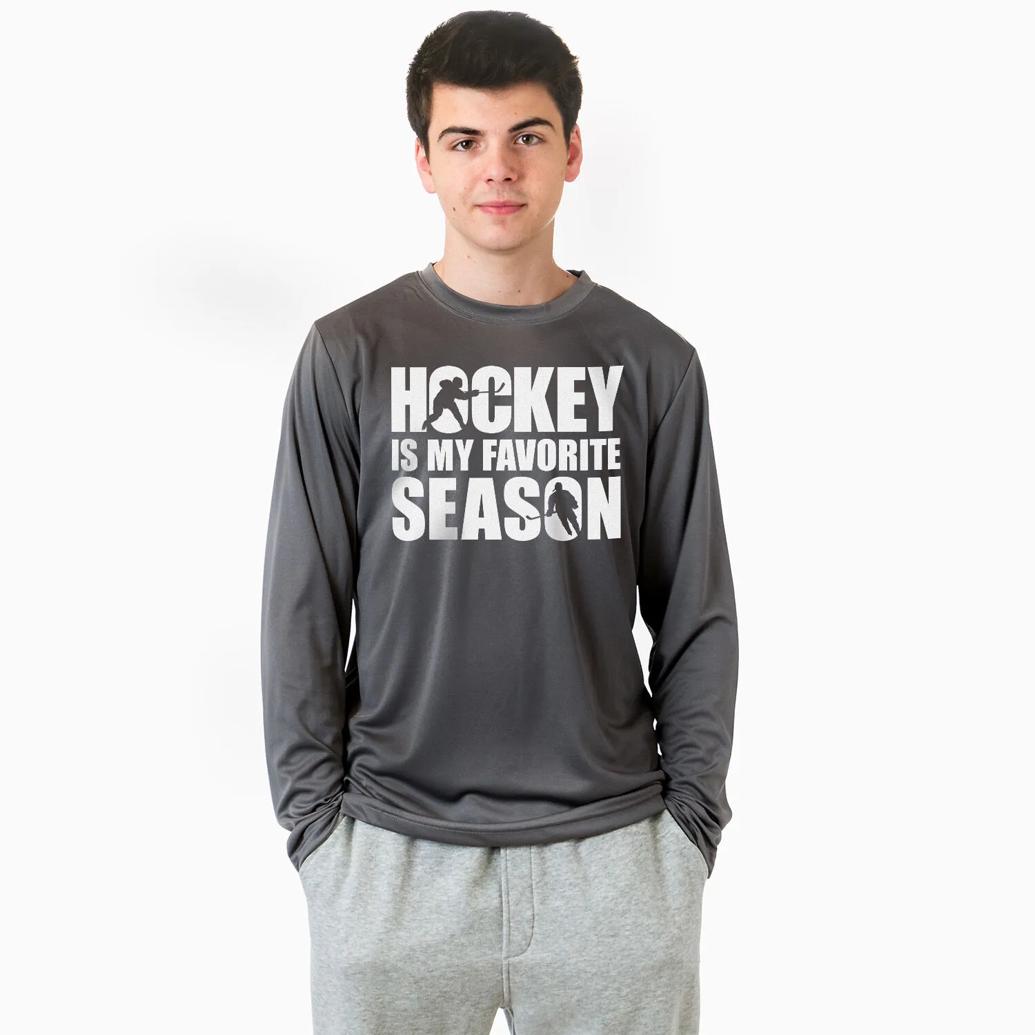 Hockey Long Sleeve Performance Tee - Hockey Is My Favorite Season 