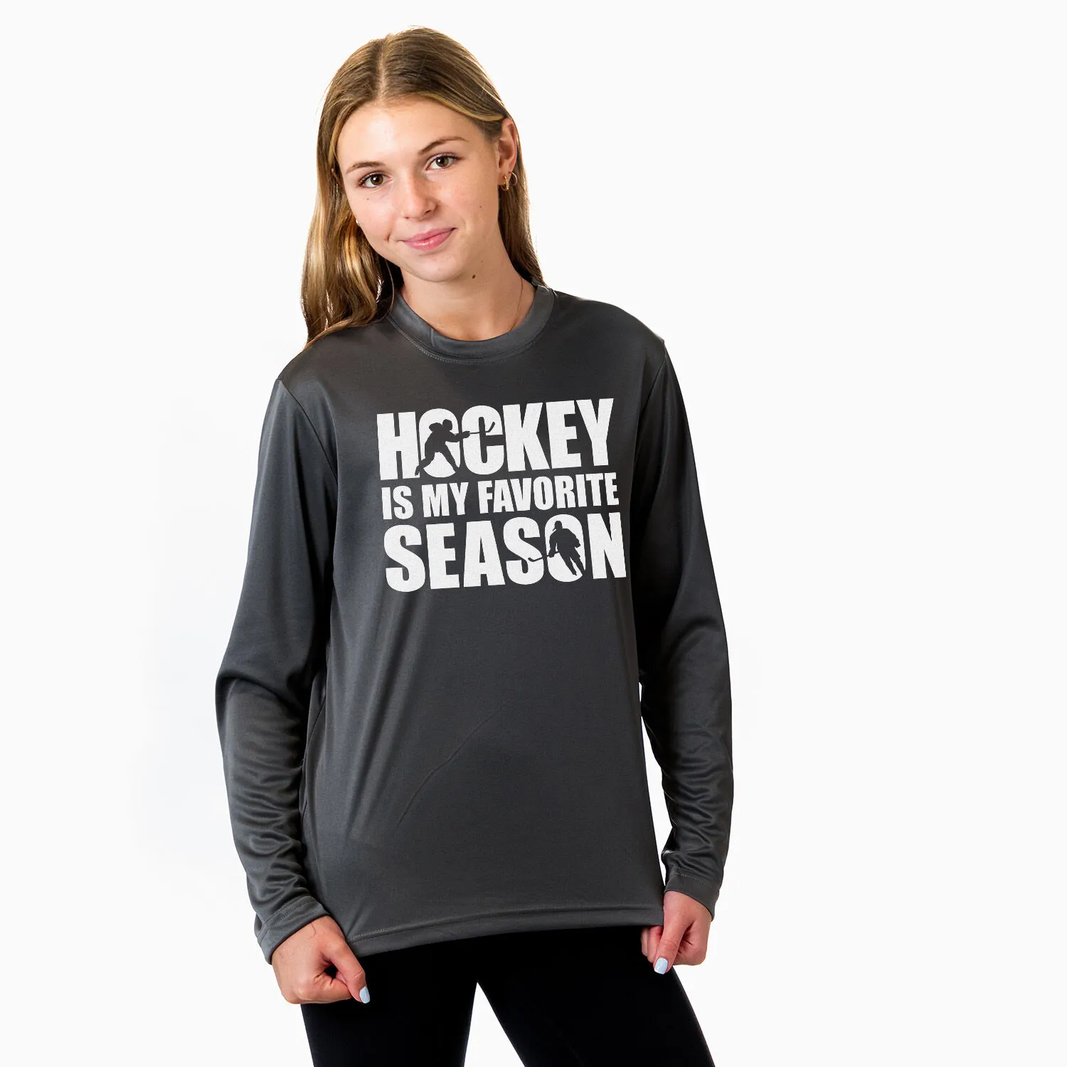 Hockey Long Sleeve Performance Tee - Hockey Is My Favorite Season 