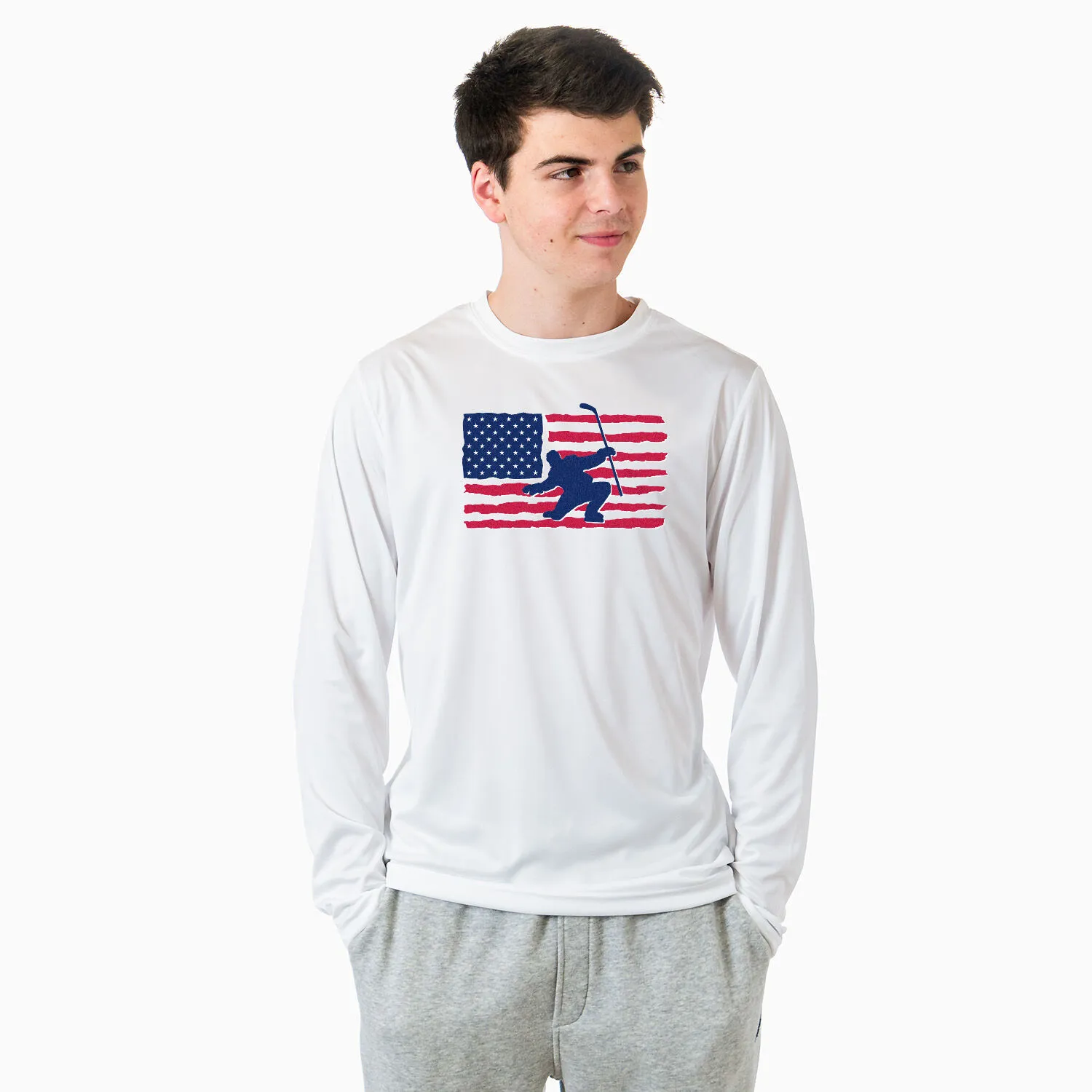 Hockey Long Sleeve Performance Tee - Hockey Land That We Love 