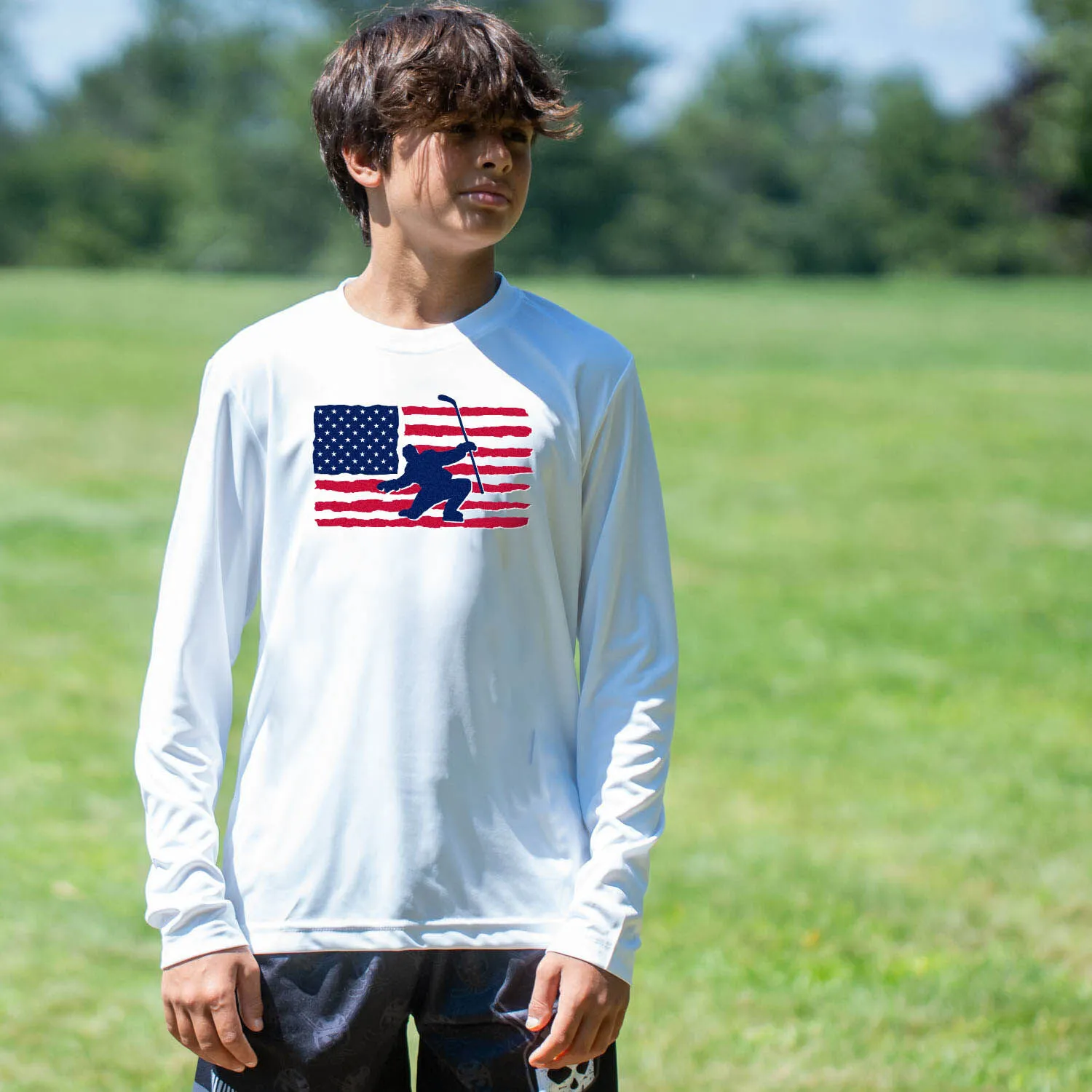 Hockey Long Sleeve Performance Tee - Hockey Land That We Love 